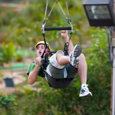 a person in a swing